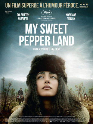 Affiche du film My sweet pepper land, Golshiften Farahan au 1er plan, paysage 